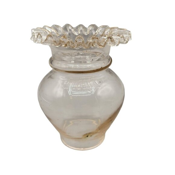 Peach Glass Lamp Shade Vintage Blown Glass Crimped Edge - Picture 1 of 10